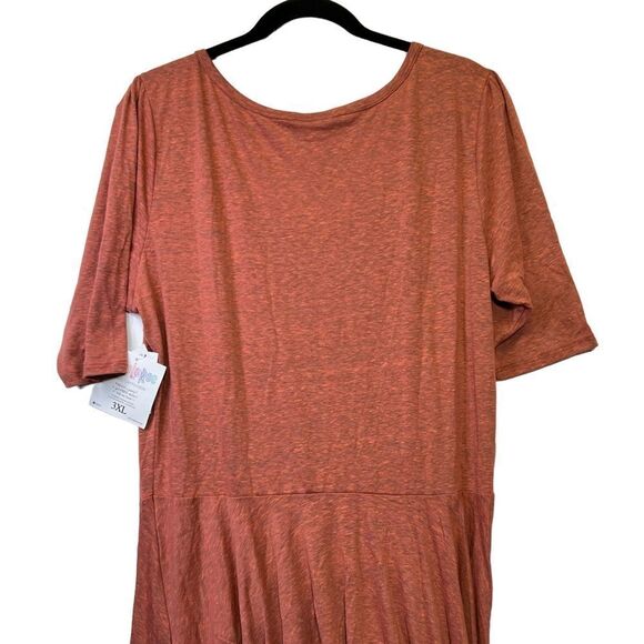NWT LuLaRoe Nicole Dress Fit & Flare 3XL Solid Heather Red - Picture 7 of 9